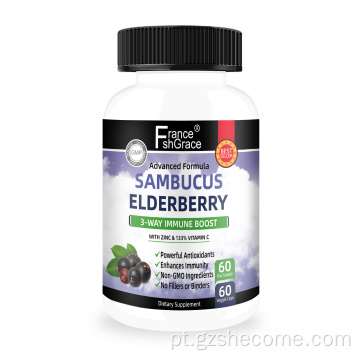 Vitaminas para idosos adultos cápsulas de sambucus preto